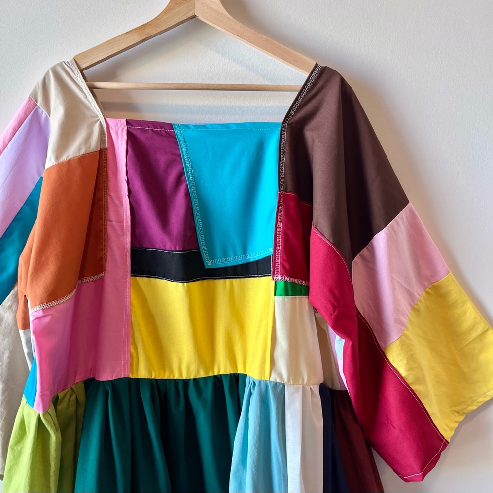 Handmade Quilted Patchwork Colorblock Dress SKU 02261 - Picture 14 of 16